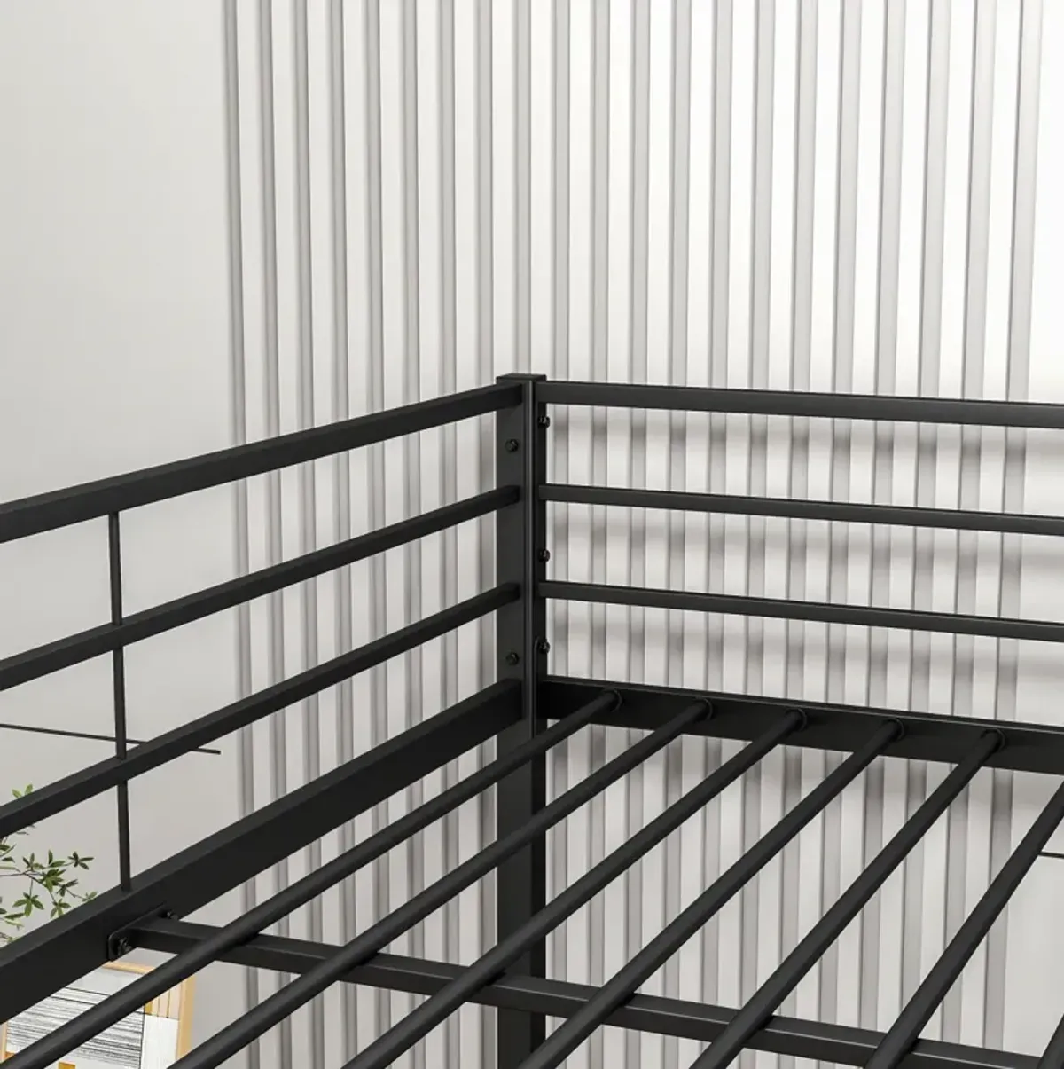 Full Over Full Metal Bunk Bed With Guard Rails