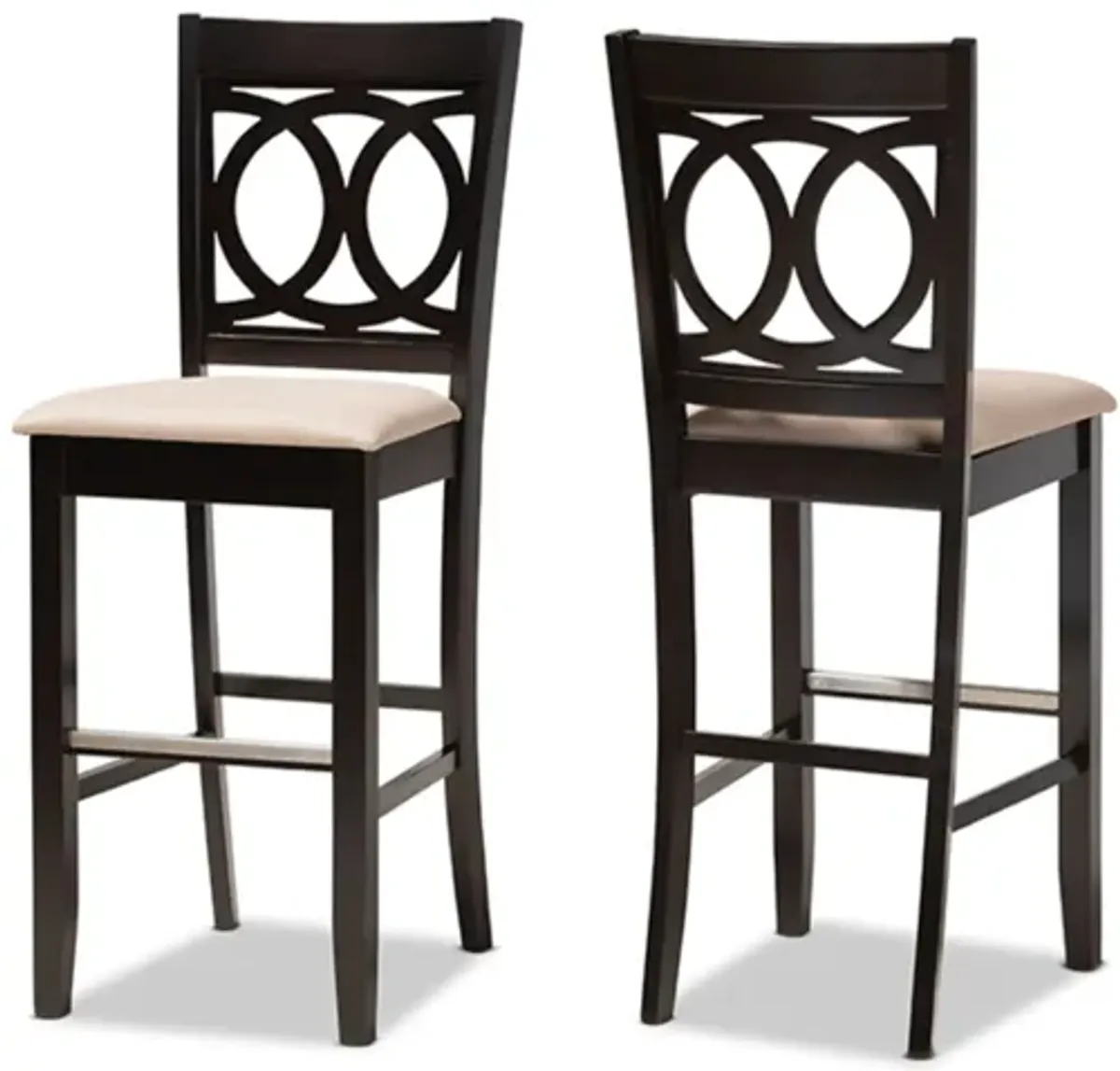 Baxton Studio Carson Modern and Contemporary Sand Fabric Upholstered and Espresso Brown Finished Wood 2-Piece Bar Stool Set