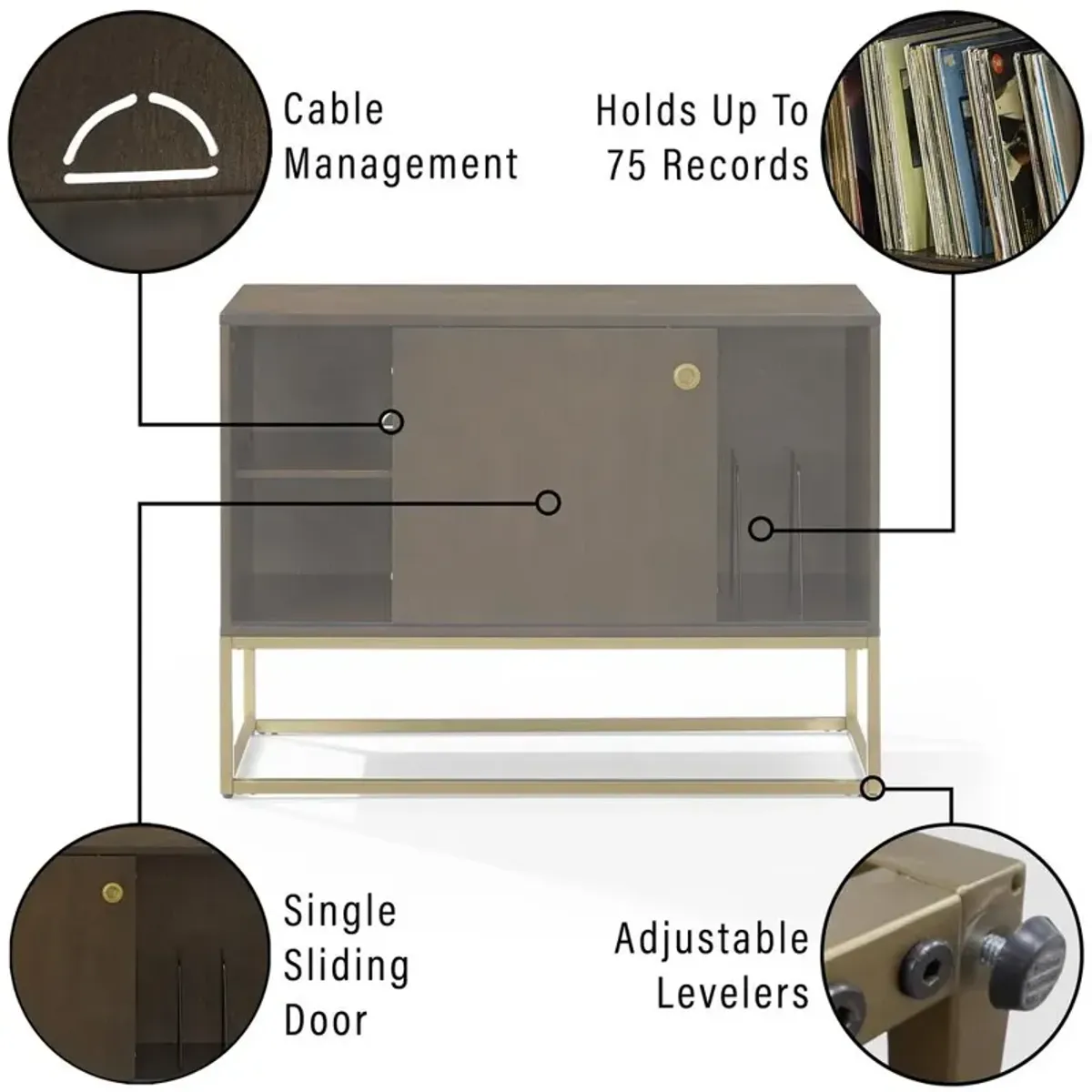 Byron Media Console Dark Brown/Gold