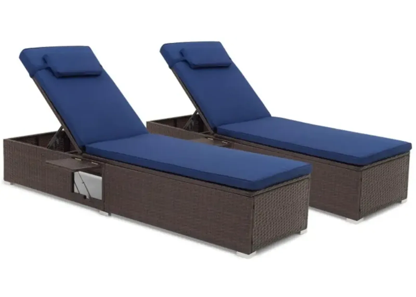 Hivvago Patio Chaise Lounge Set of 2 with Backrest Seat Cushion and Headrest