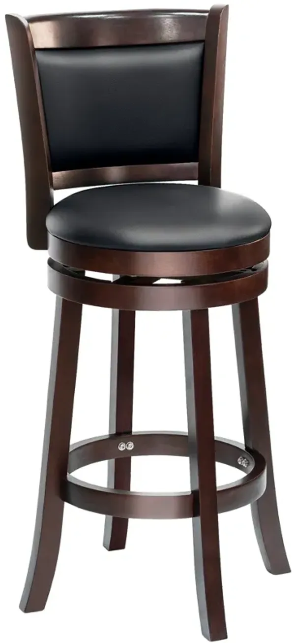 Black Bar Stool: Classic Swivel Stool with PU Leather Upholstery, 30.25" Seat Height
