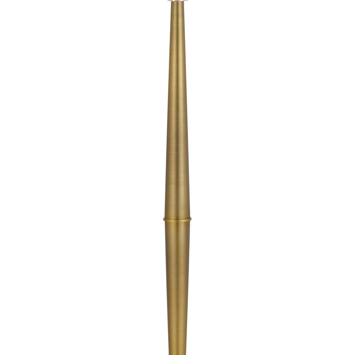 62 Inch Floor Lamp with White Drum Shade, Marble Base, Crystal, Brass - Benzara