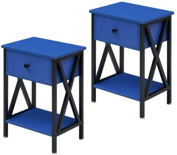 Set of 2 - 1 Drawer Nightstand with X-Shaped Sides