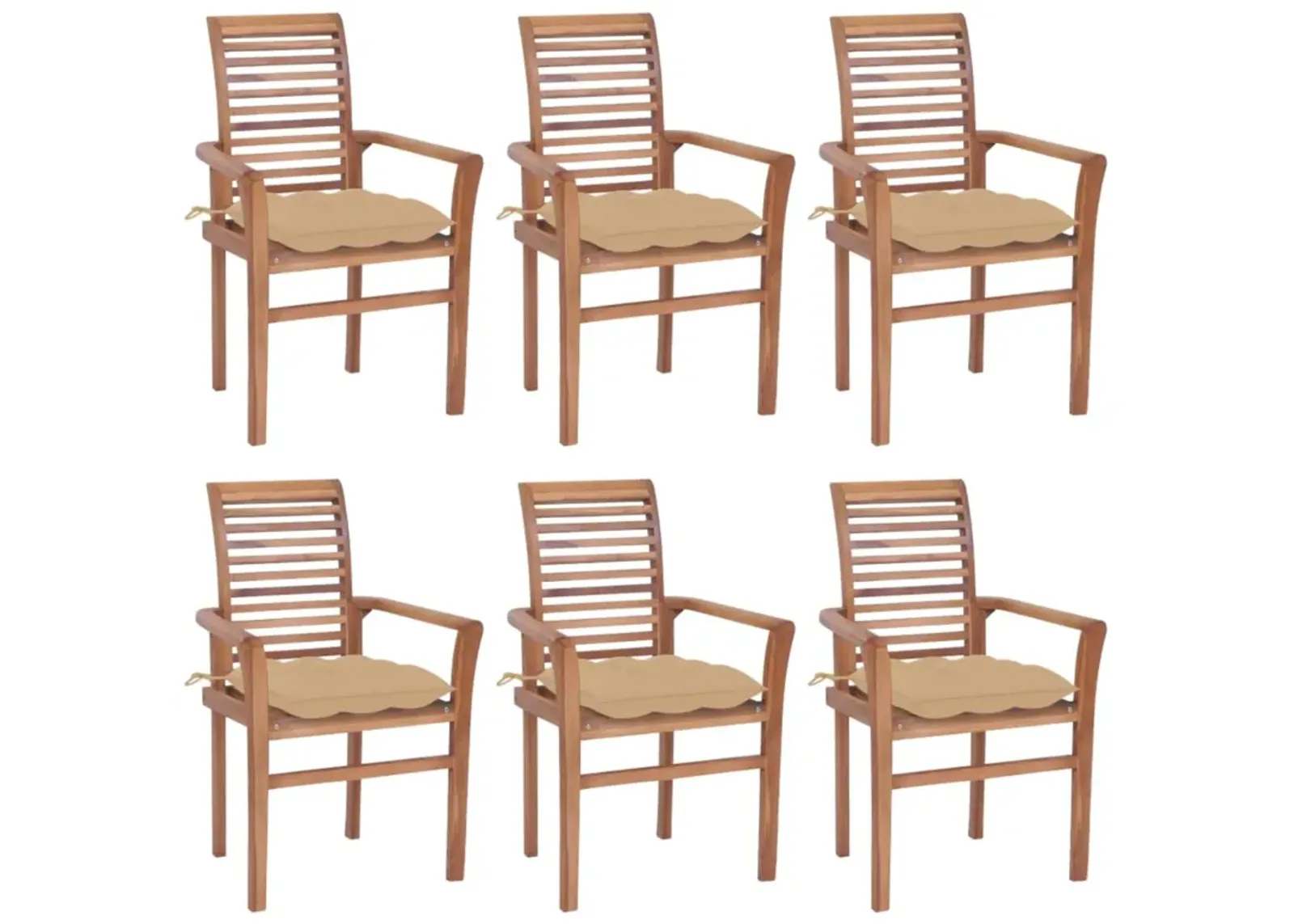 vidaXL Dining Chairs 6 pcs with Beige Cushions Solid Teak Wood