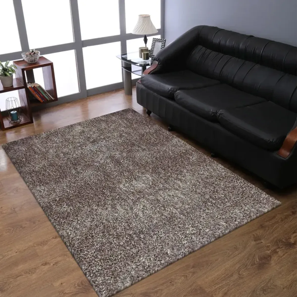 RUGSOTIC CARPETS HAND TUFTED SHAG POLYESTER ECO-FRIENDLY AREA RUGS  - 4'x6', Rectangle, Silver White, Solid Plain Design, High Pile Thick Handmade Anti Skid Rugs for Living Room, Bed Room K00111