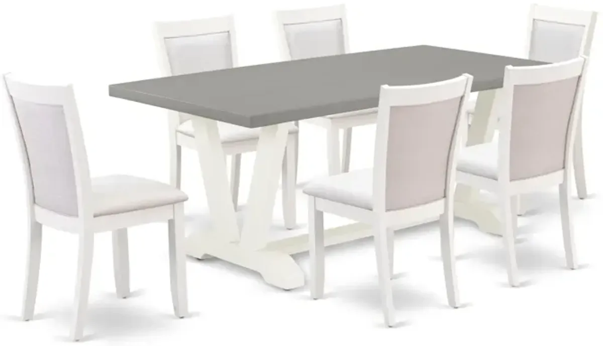 East West Furniture V097MZ001-7 7Pc Dining Set - Rectangular Table and 6 Parson Chairs - Multi-Color Color