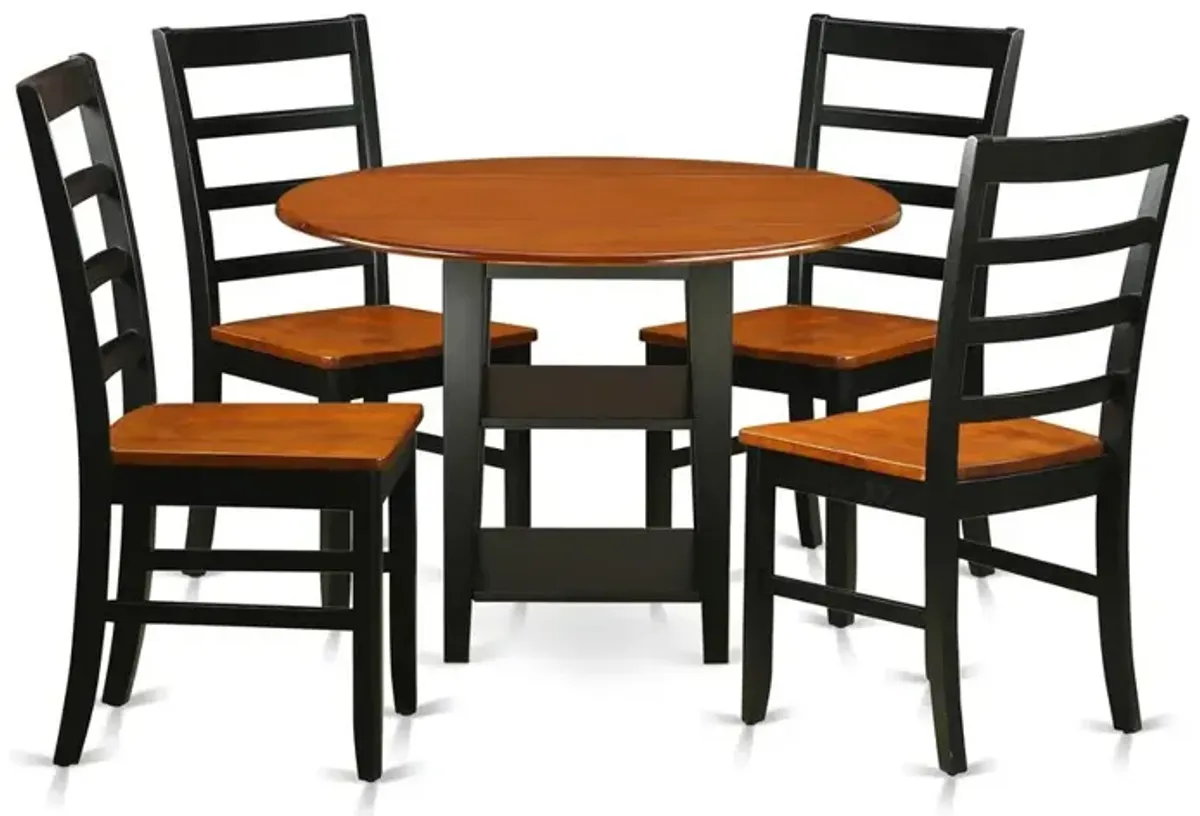 Dining Room Set Black & Cherry, SUPF5-BCH-W