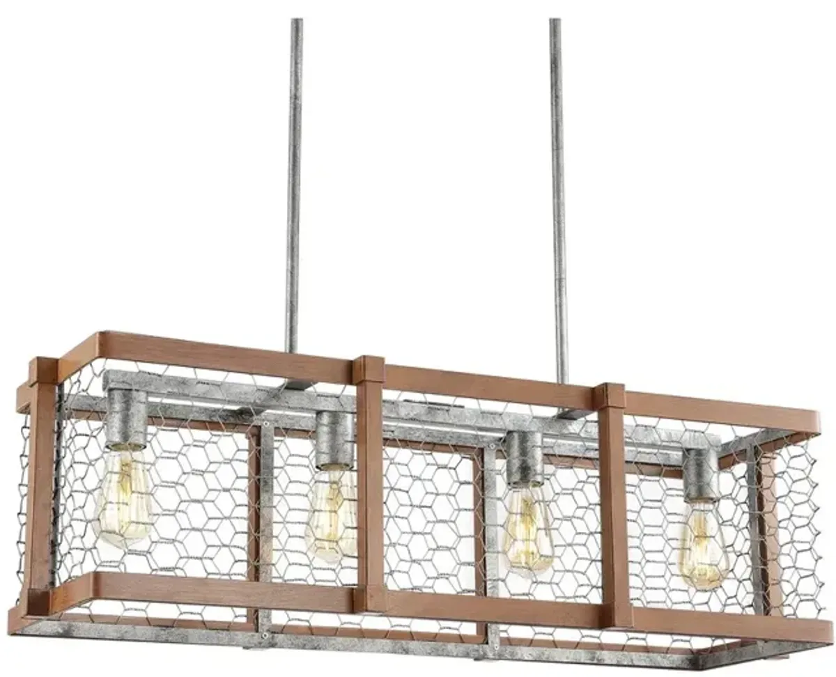 Gaines Linear 4-Light Adjustable Iron Rustic Industrial LED Pendant