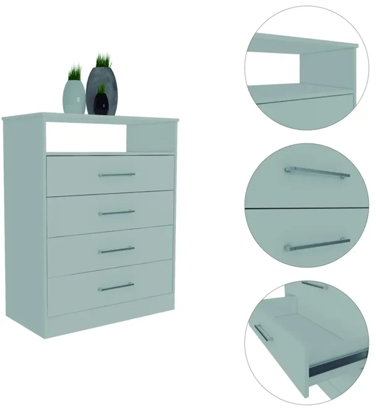 Cassville 4-Drawer 1-Shelf Dresser White