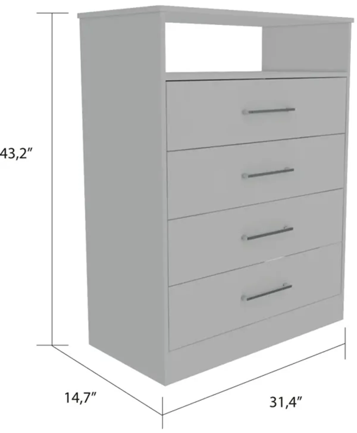 Cassville 4-Drawer 1-Shelf Dresser White