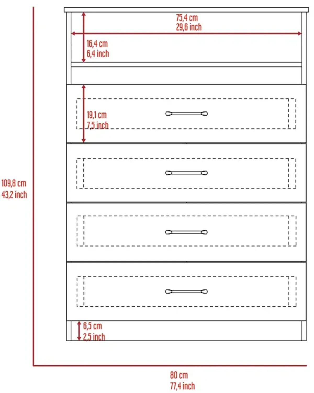 Cassville 4-Drawer 1-Shelf Dresser White