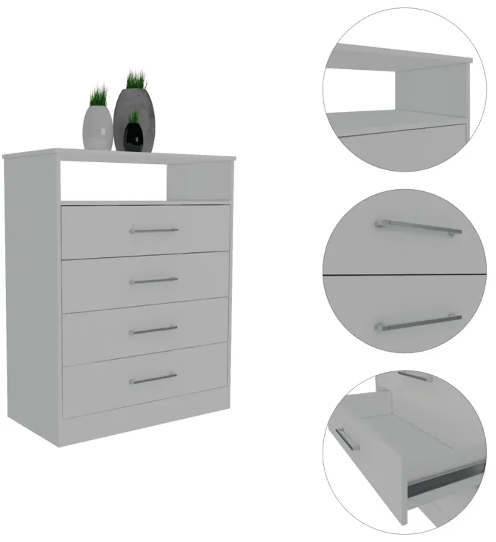 Cassville 4-Drawer 1-Shelf Dresser White