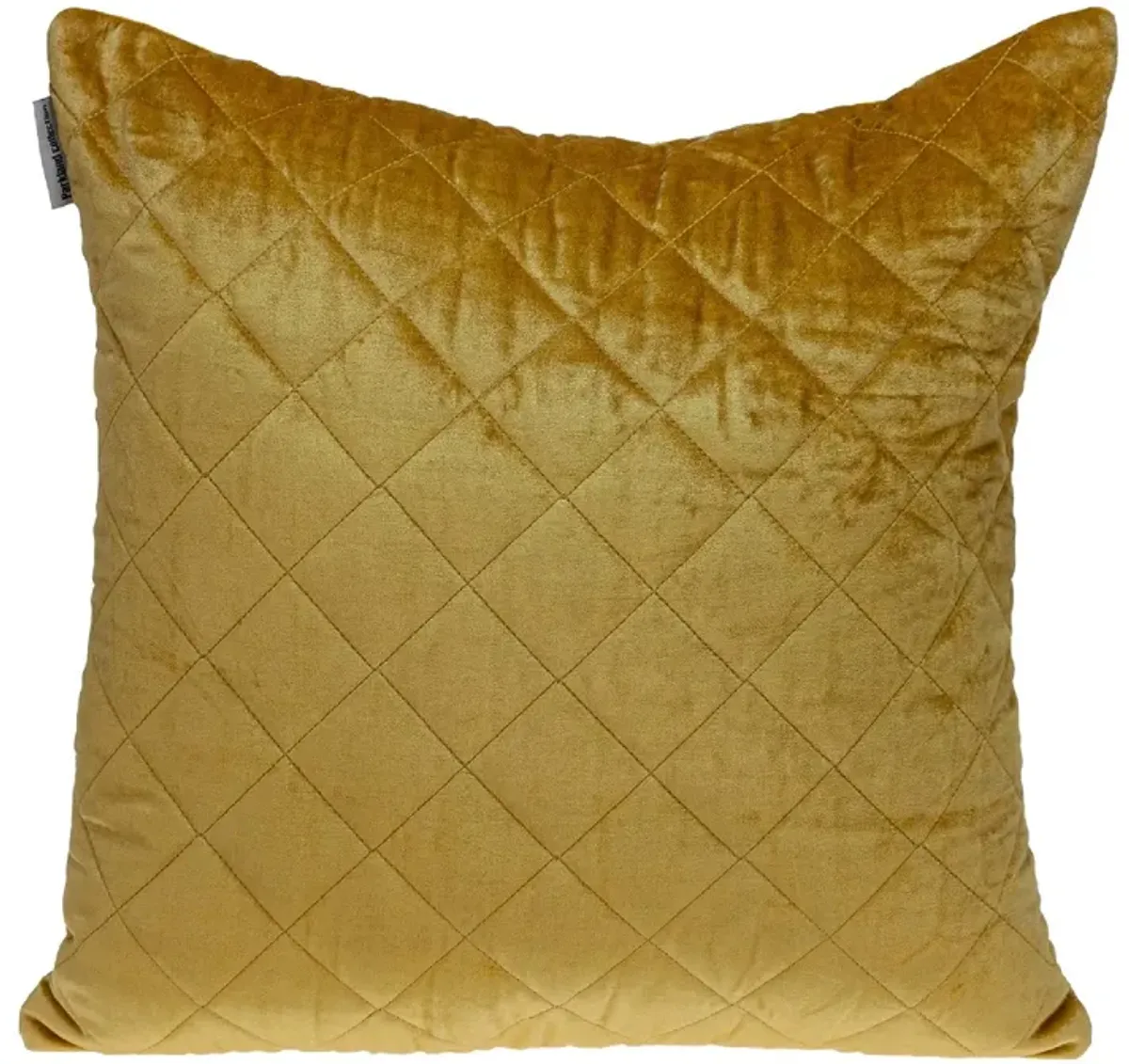 20" Yellow Square Cotton Transitional Quilted Throw Pillow