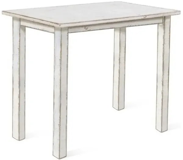 Rena Counter Table, 48 Inch Rectangular White Sand Mahogany Wood - Benzara