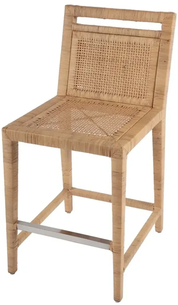 Butler Specialty Brielle 24 in. Seat Height Rattan Woven Counter stool with Back, Light Brown