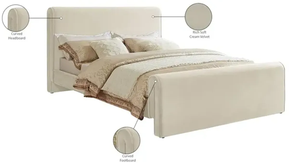 Meridian Furniture Sloan Cream Velvet King Bed