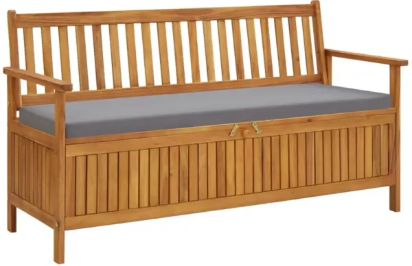 vidaXL Garden Storage Bench with Cushion 58.3" Solid Acacia Wood