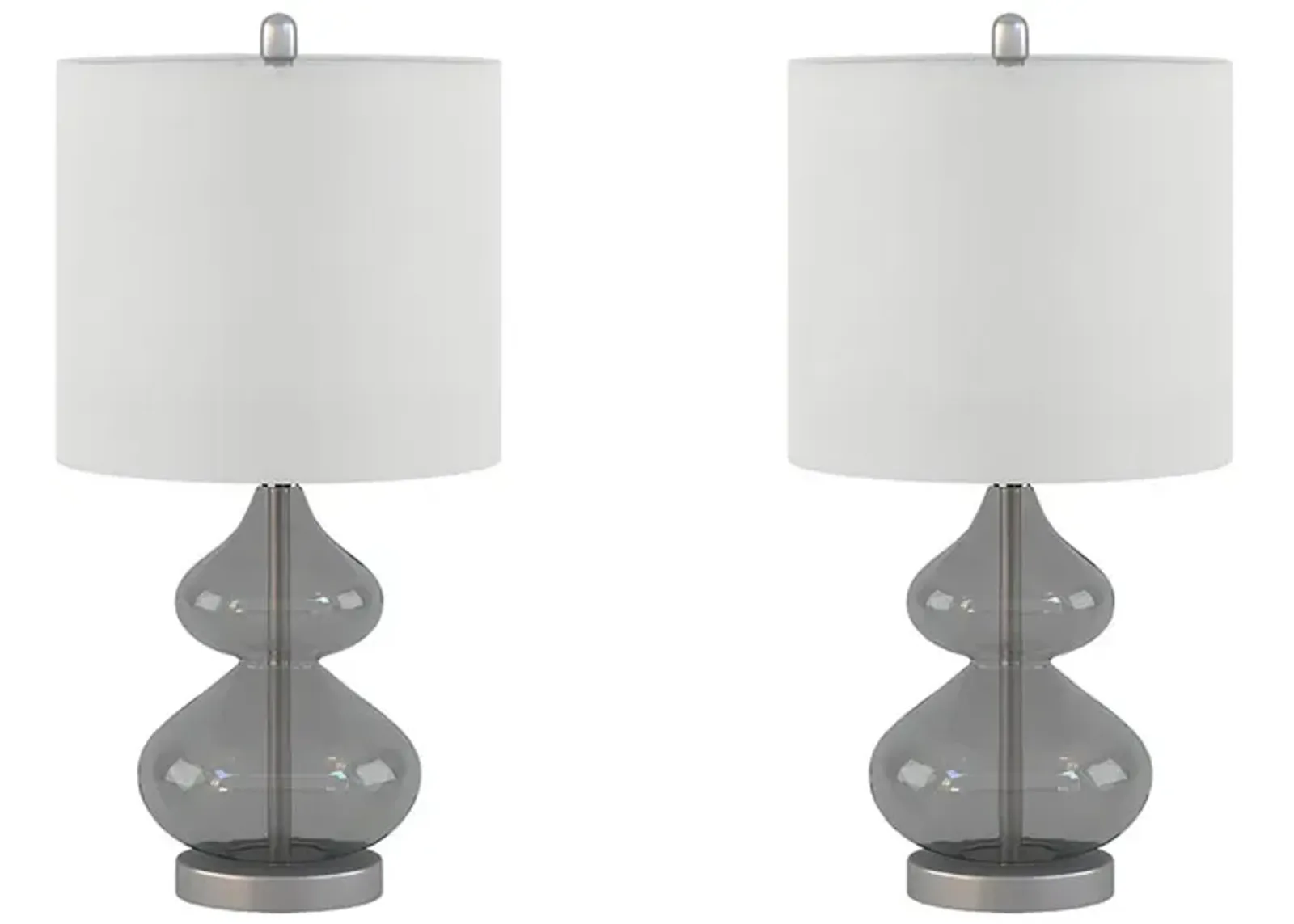 Gracie Mills Anibal Modern Curved Glass and Metal Base Table Lamps Set of 2