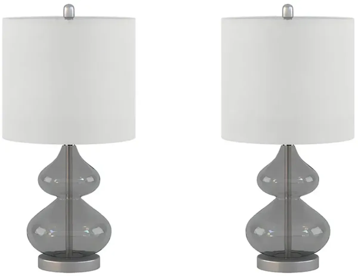 Gracie Mills Anibal Modern Curved Glass and Metal Base Table Lamps Set of 2