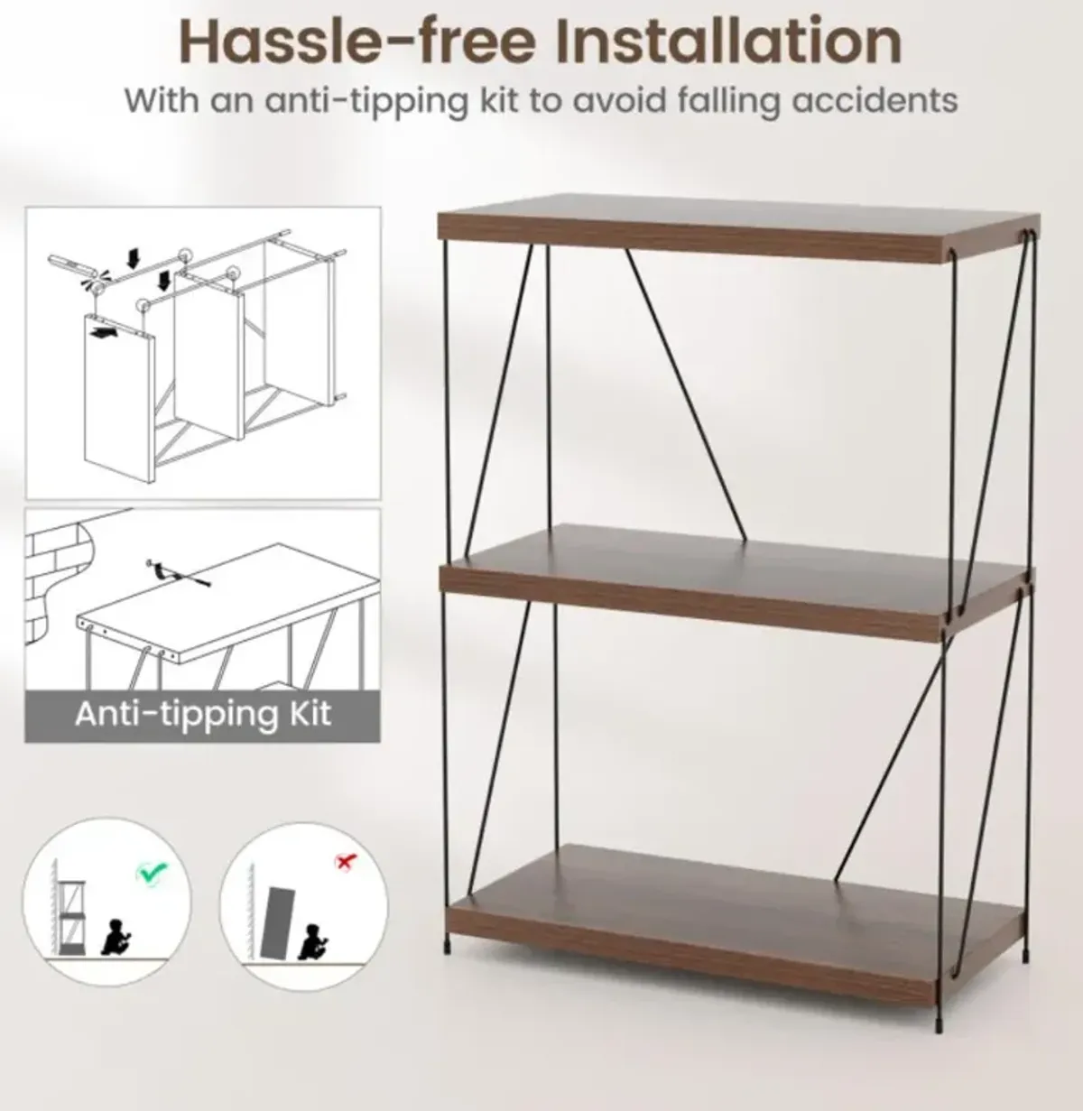 Hivvago Multipurpose Display Rack with Metal Frame-34 inches