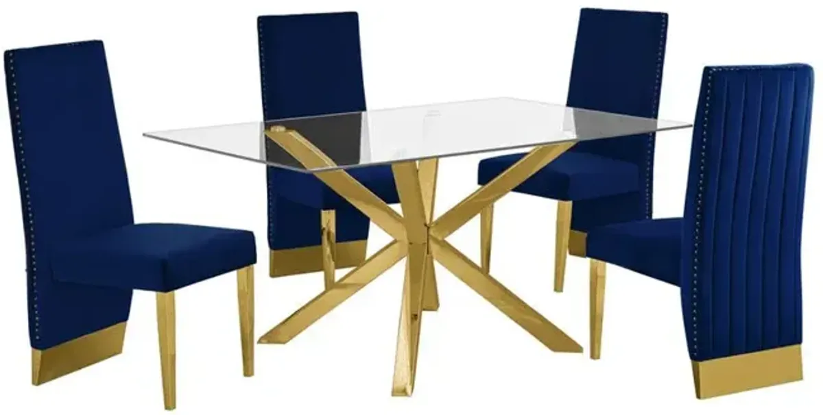 Contemporary 5pc Dining Set, Glass Dining Table