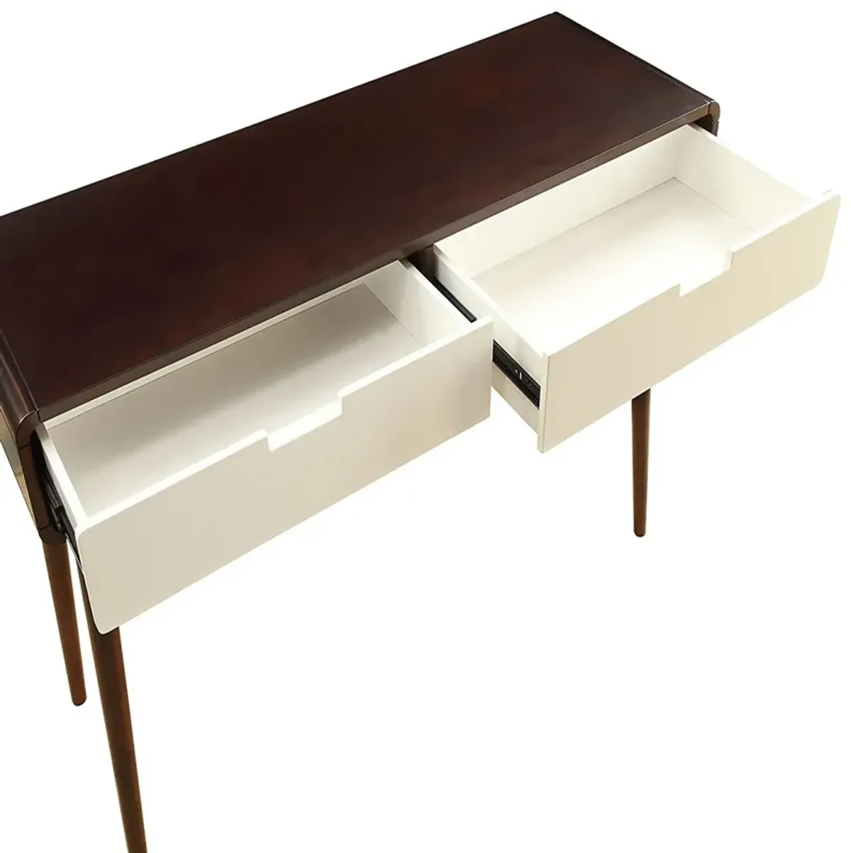 Beautiful Sofa Table With 2 Drawers, Espresso & White-Benzara