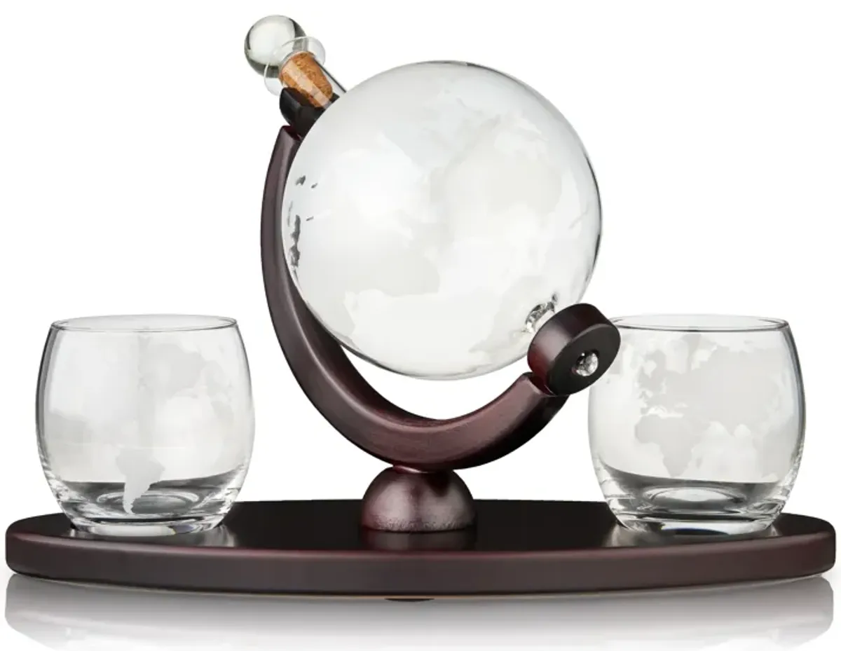 Globe Decanter and Whiskey Tumbler Set