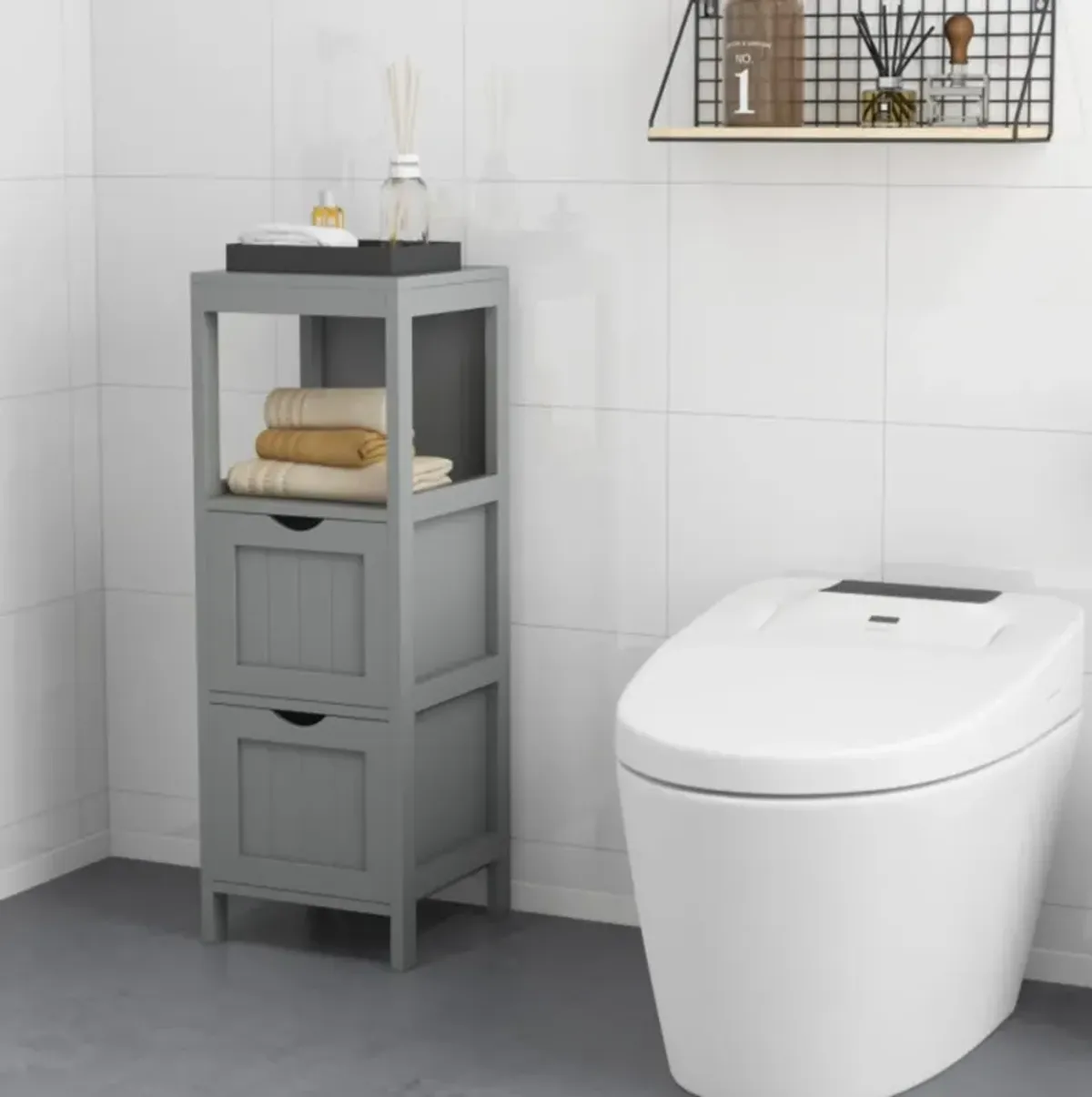 Hivvago Freestanding Storage Cabinet with 2 Removable Drawers for Bathroom