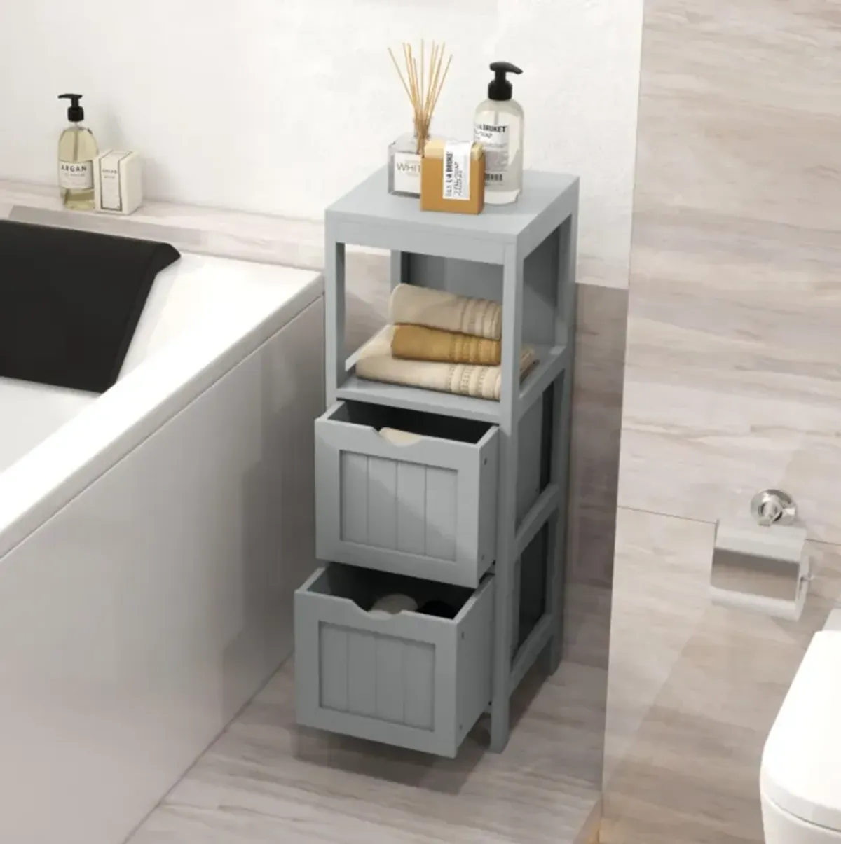 Hivvago Freestanding Storage Cabinet with 2 Removable Drawers for Bathroom