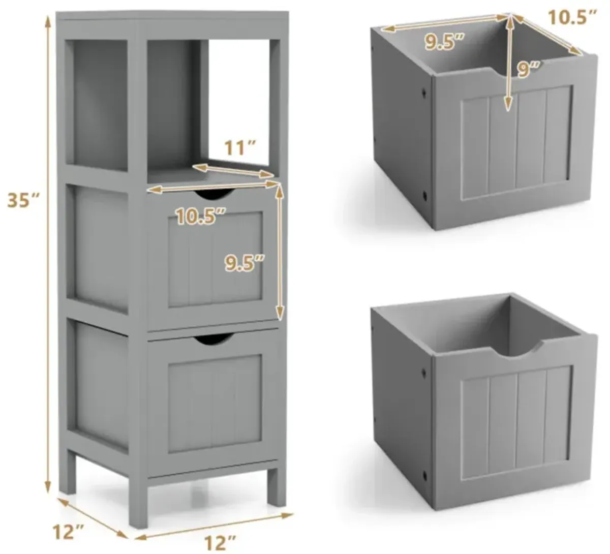 Hivvago Freestanding Storage Cabinet with 2 Removable Drawers for Bathroom