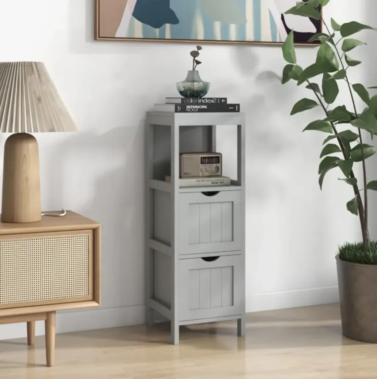 Hivvago Freestanding Storage Cabinet with 2 Removable Drawers for Bathroom