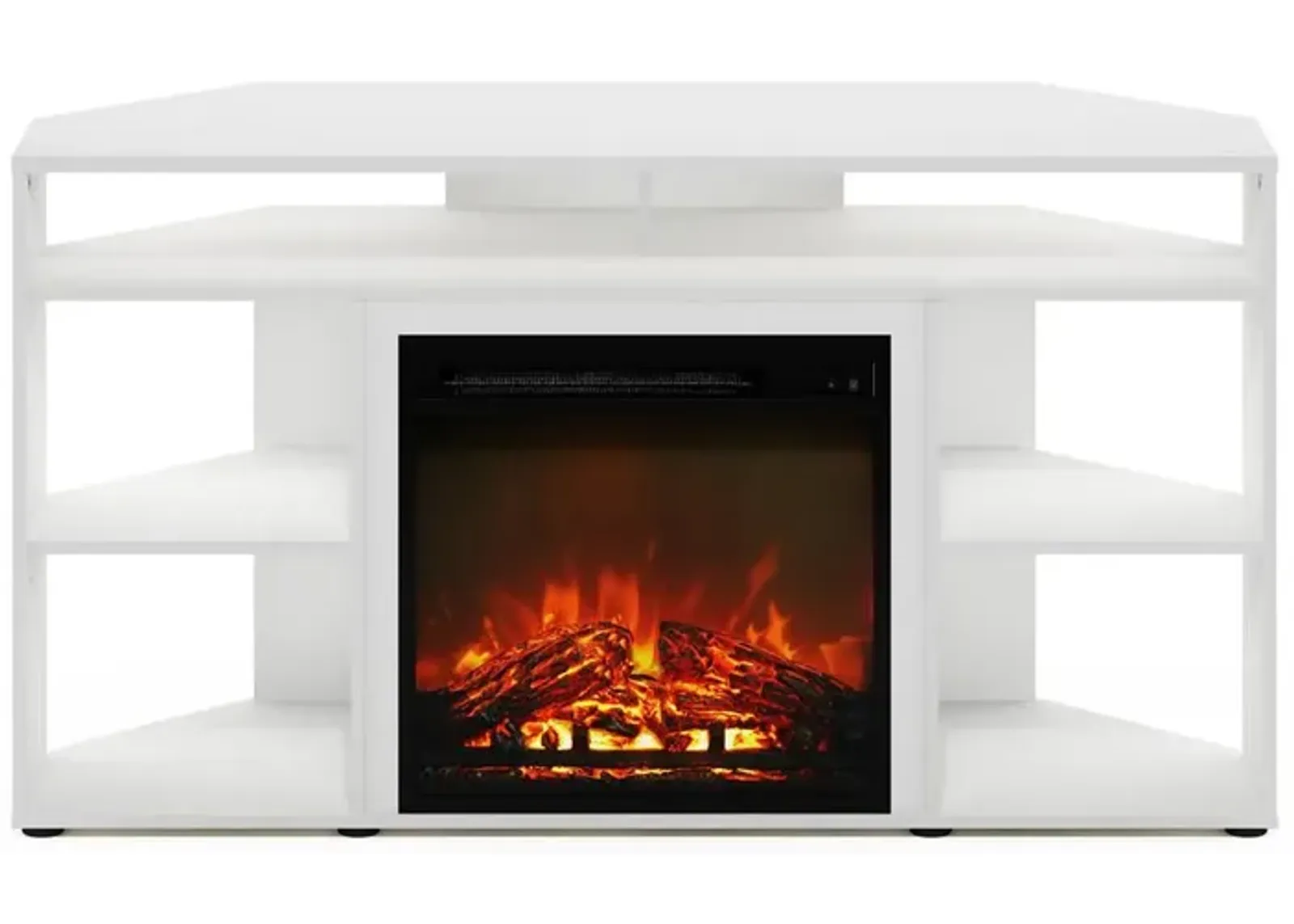 Jensen Corner TV Stand with Fireplace for TV up to 55 Inches, Solid White