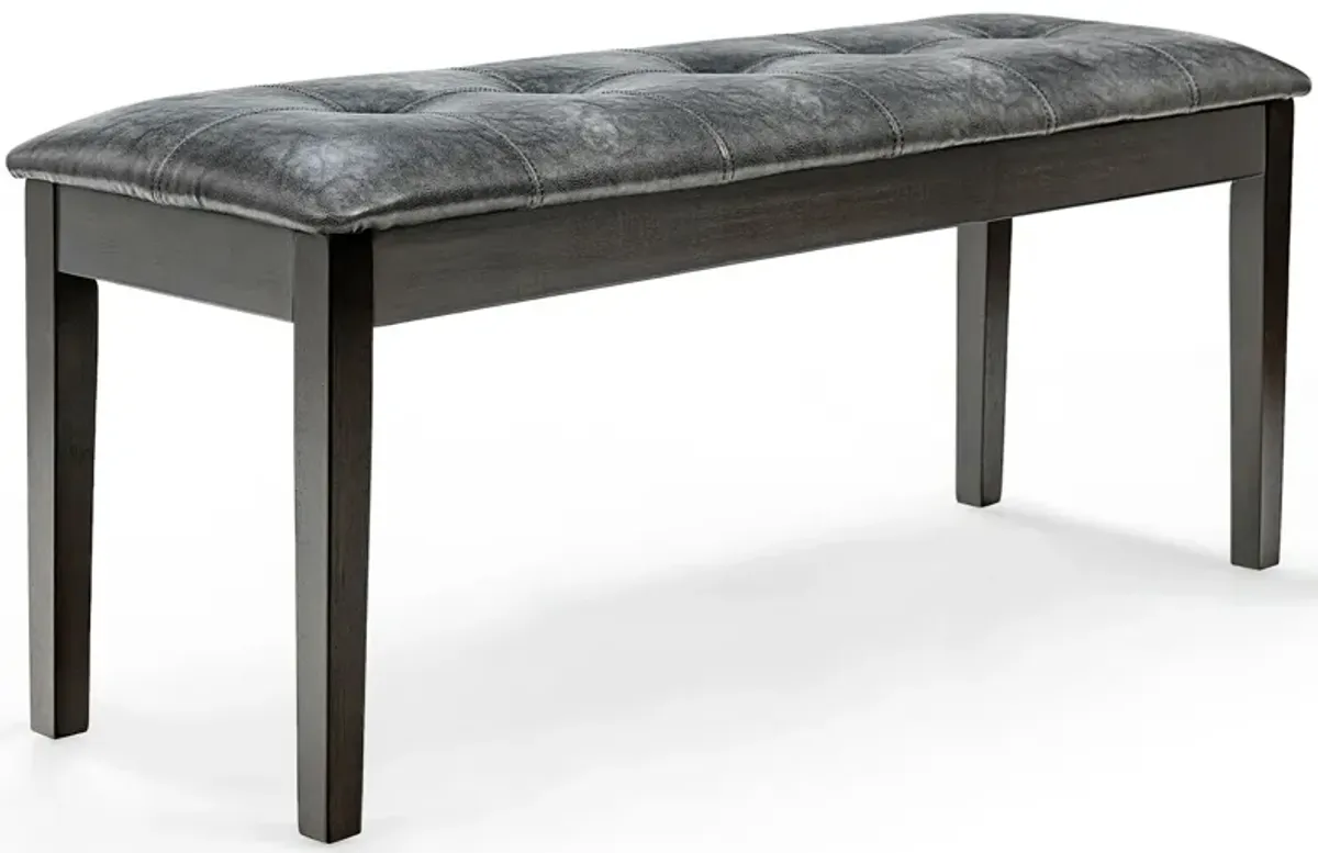 Upholstered Dining Room PU Bench Solid Wood Button Tufted