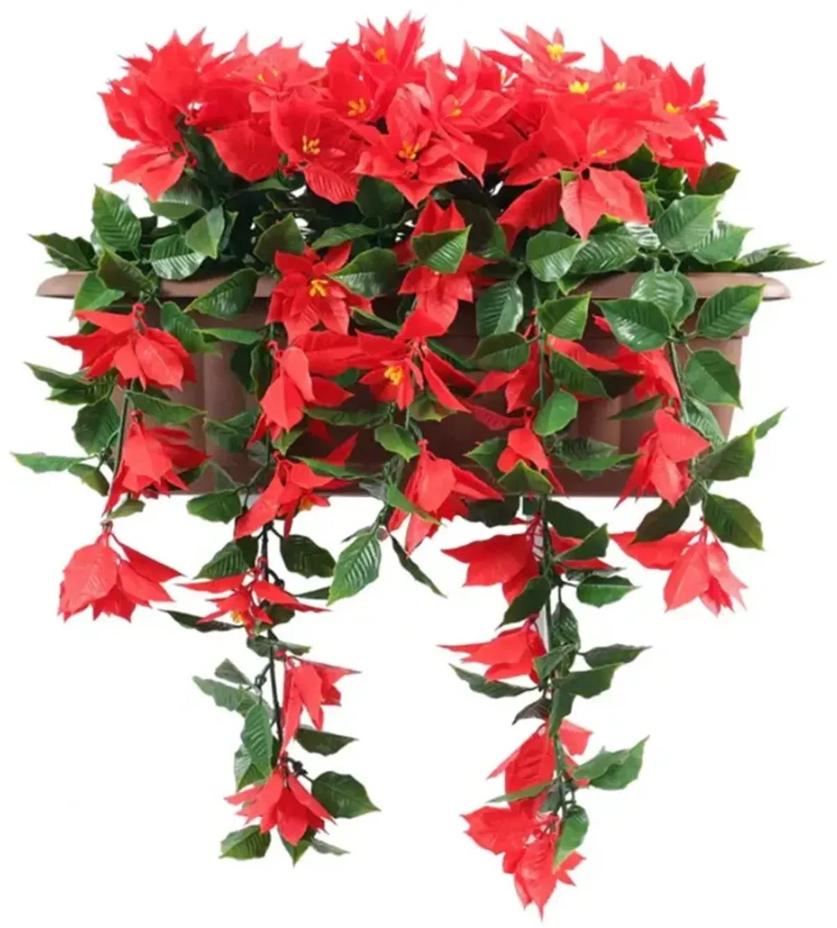 Artificial Draping Poinsettia Window Box Planter 20" x 14" UV Resistant (Outdoor Proof)