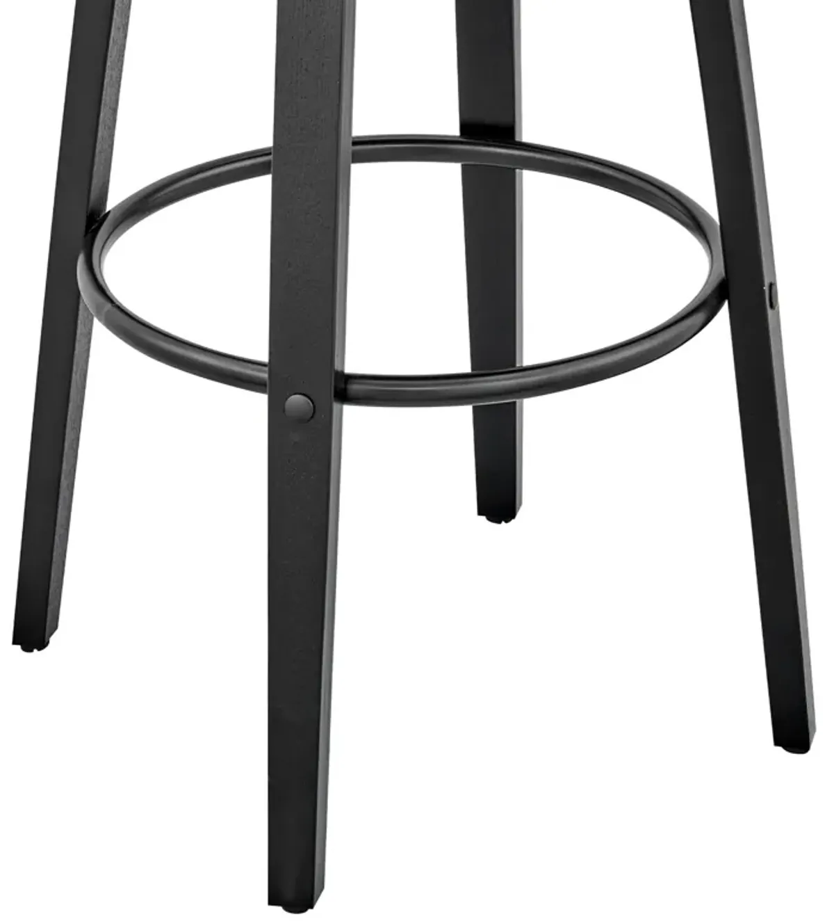 Julius  Gray Faux Leather and Black Wood Bar Stool