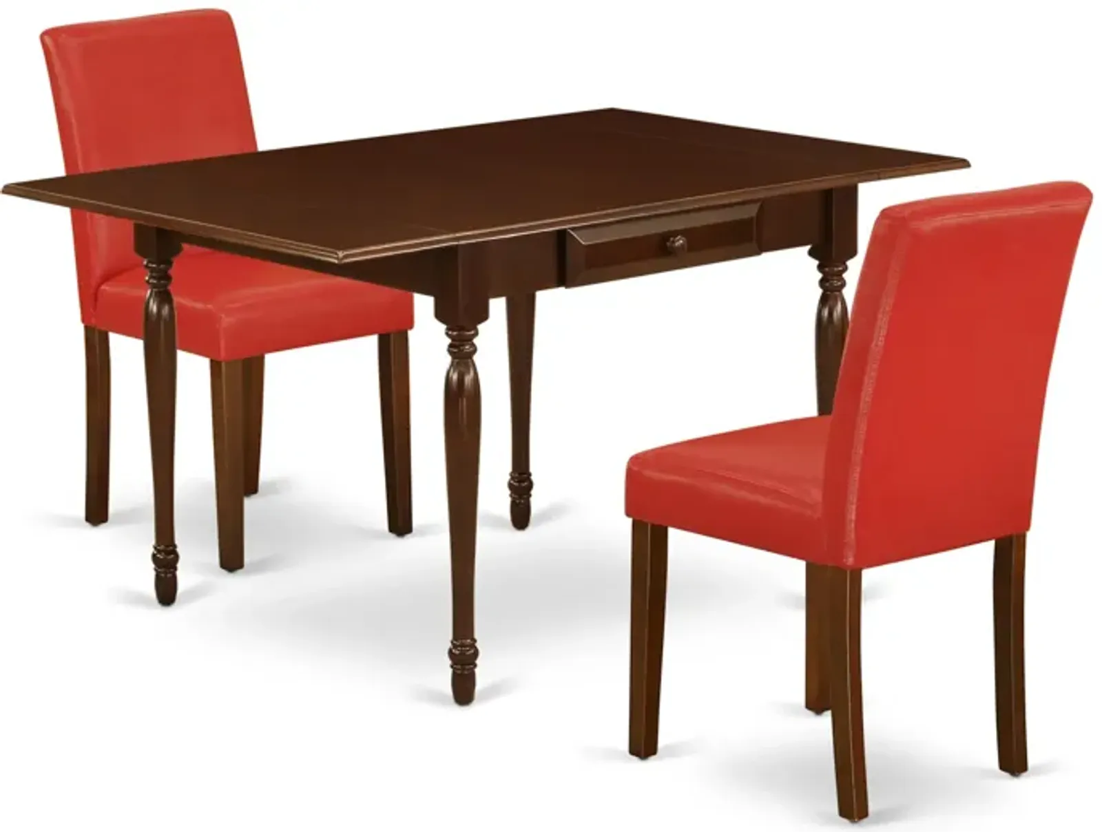 East West Furniture 1MZAB3-MAH-72 3Pc Kitchen Set - Rectangular Table and 2 Parson Chairs - Mahogany Color