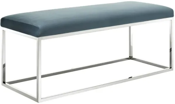 Modway Anticipate Performance Velvet Upholstered and Stainless Steel Frame Modern Entryway Bench in Gray