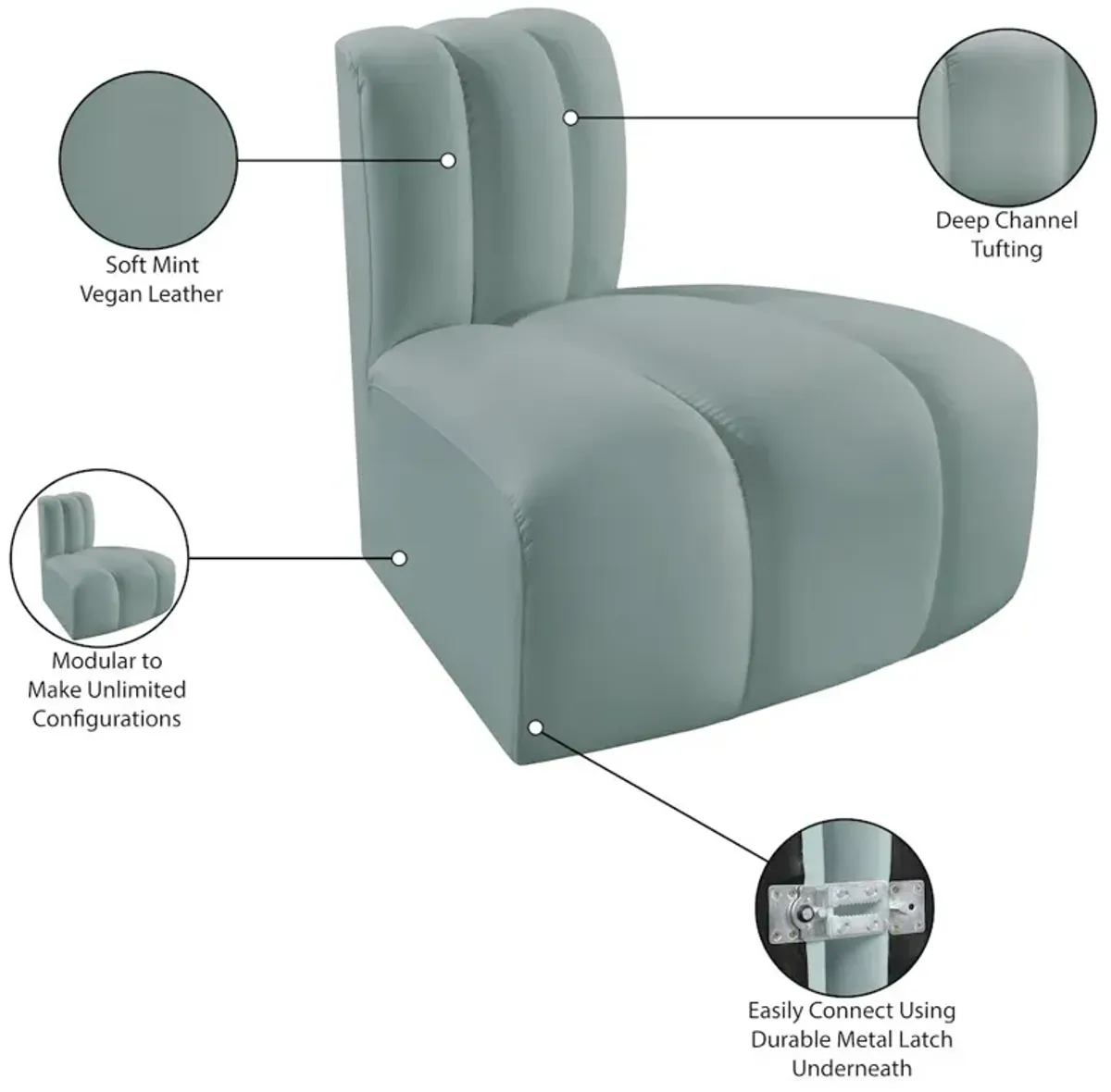 Meridian Furniture Arc Vegan Leather Reverse Corner