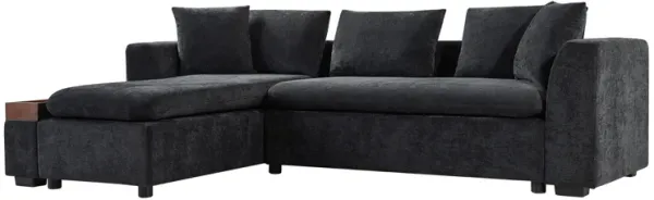 Merax  L-Shaped Sectional Sofa with Storage - Modern Upholstered Couch with Wooden Compartment for Living Room, Apartment & Small Spaces