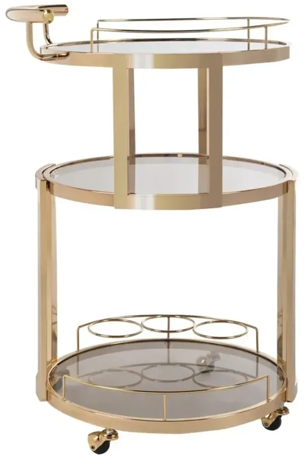 Safavieh Rio 3 Tier Round Bar Cart And Wine Rack, Gold/Tinted Glass
