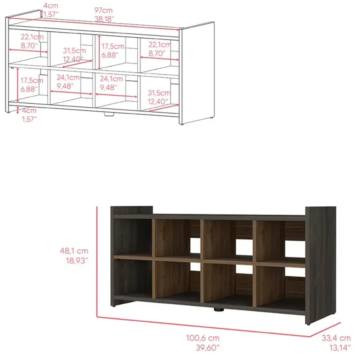 Shoe Rack Augusta, Living Room, Espresso / Mahogany