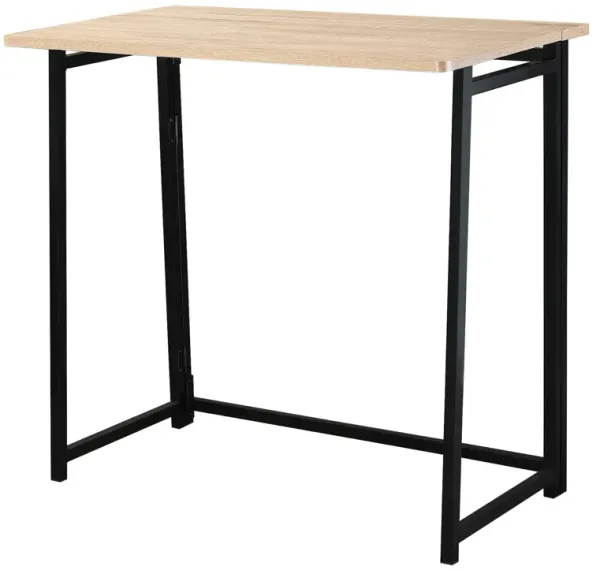 Folding Writing Desk: 31.5" Black, Metal Frame, Space-Saving Design