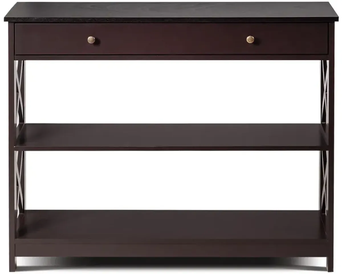 Console Table 3-Tier with Drawer and Storage Shelves