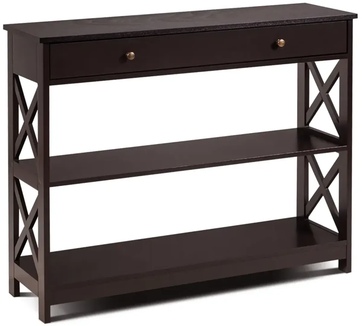 Console Table 3-Tier with Drawer and Storage Shelves