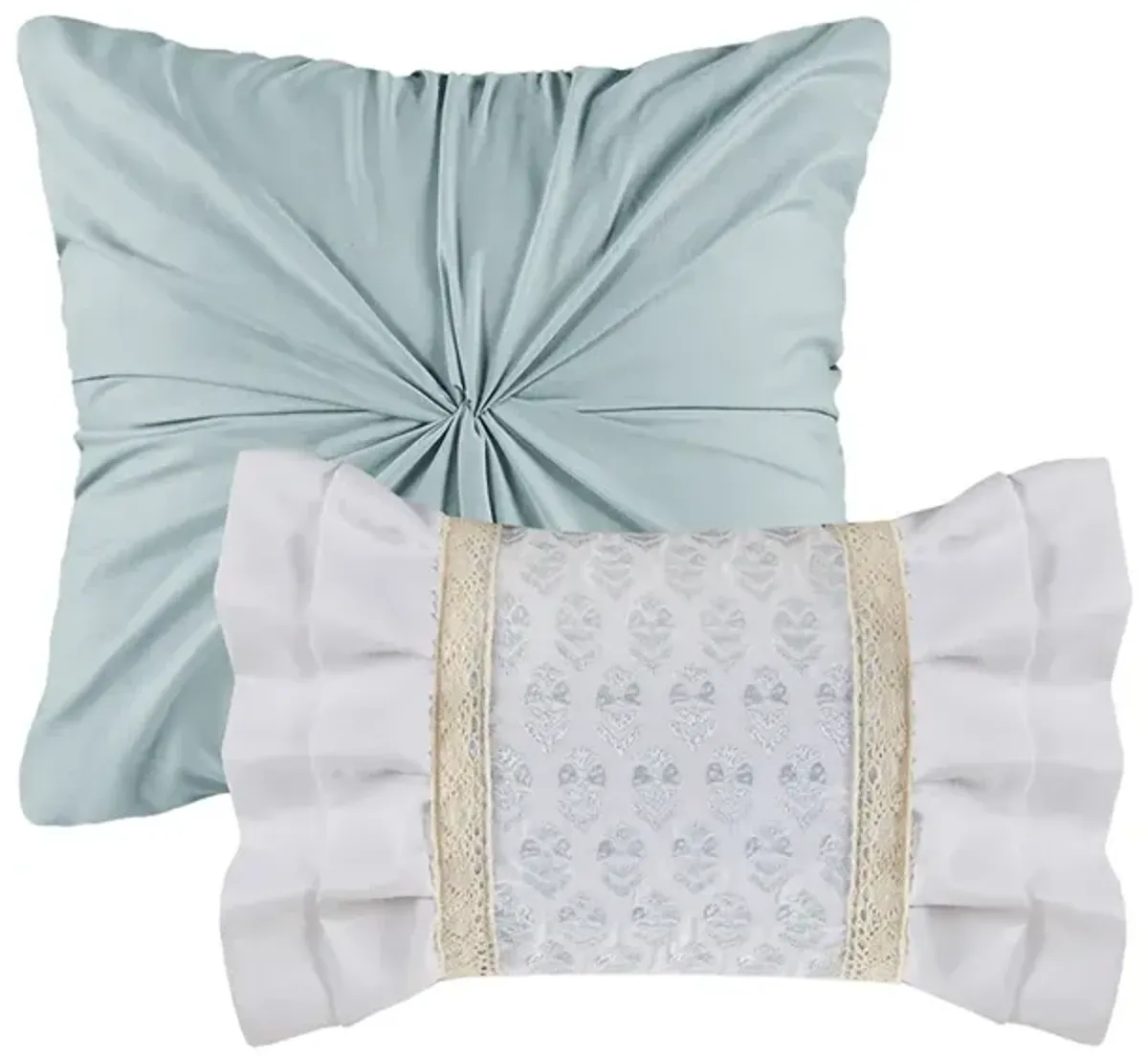 Gracie Mills Glenn Coastal Breeze 5-Piece Seersucker Comforter Ensemble with Coordinating Throw Pillows