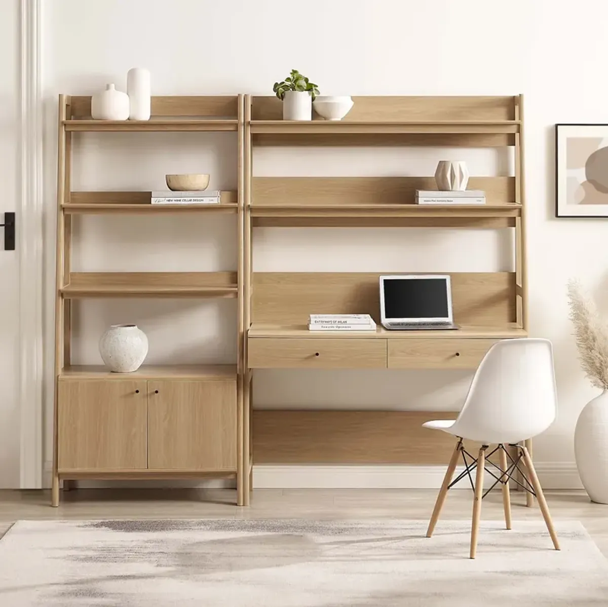 Bixby 2-Piece Wood Office Desk and Bookshelf