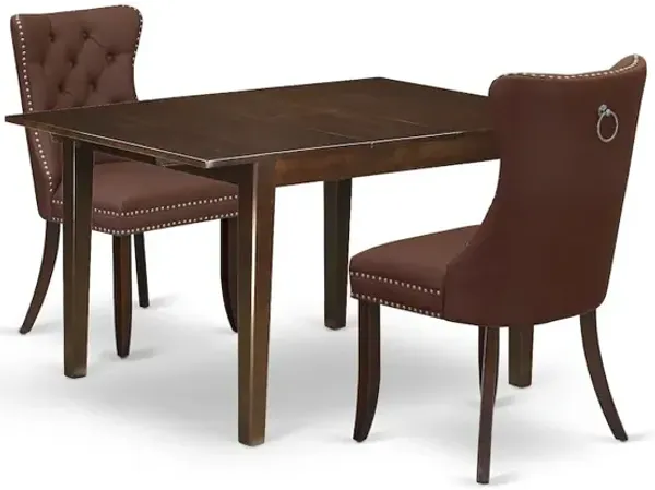 3 Piece Kitchen Set Consists of a Rectangle Dining Table with Butterfly Leaf