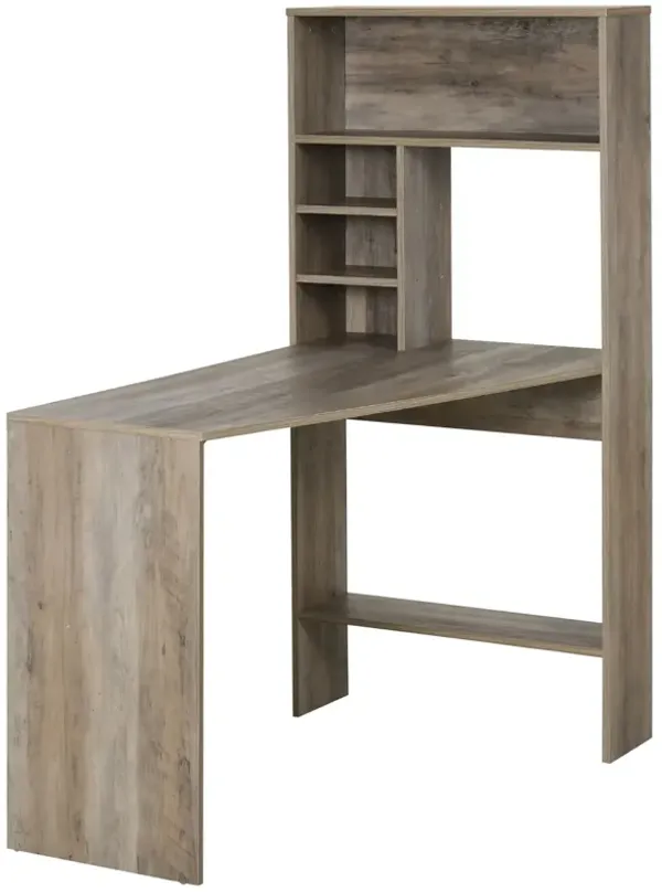 Modern Computer Office Desk Wood Corner Desk with Multi-Tier Storage Shelf