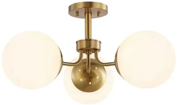 Olivier 3-Light Bohemian Farmhouse Iron/Frosted Glass LED Semi Flush Mount