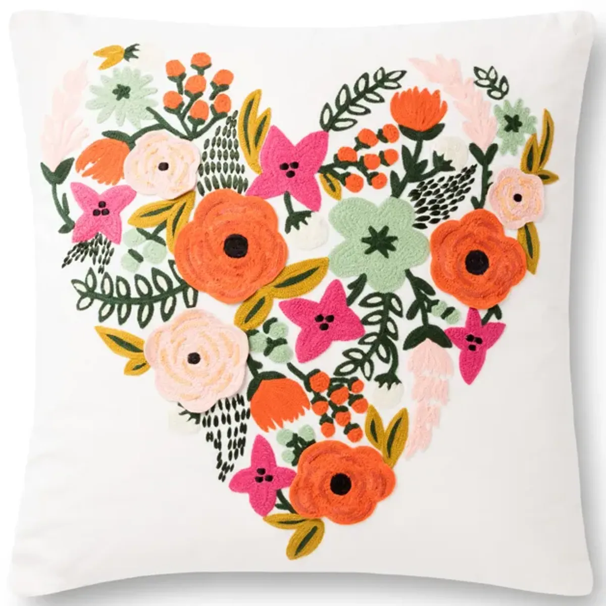 P6046 Ivory/Multi 22"x22" Down Pillow by Rifle Paper Co. × Loloi